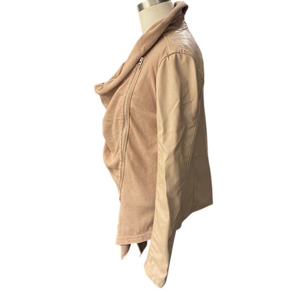 Blank NYC Womens Tan Drape Moto Jacket Asymmetrical Zip Biker Size SMALL - Picture 2 of 10
